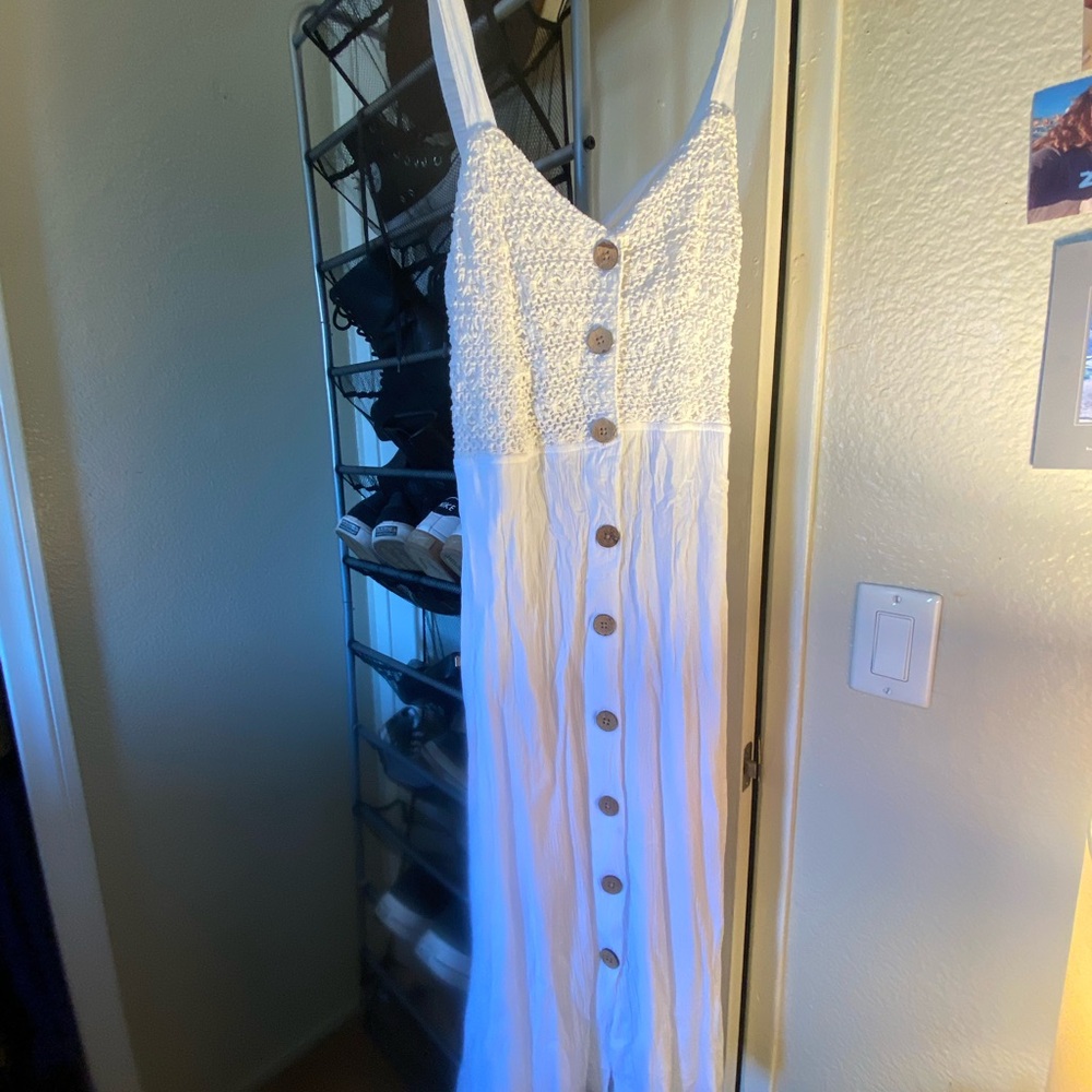Elegant White Button-Down Dress